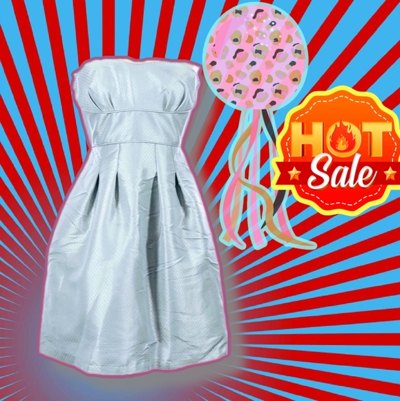 BCBG MAXAZRIA- GREY-EUC-STRAPLESS BACK-ZIPS SIZE:02 DRESS - Picture 1 of 9